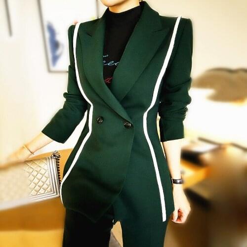 New Fashion Office Ladies Workwear Two Piece Set Women High Quality Autumn Winter Women Blazer Coat And Slim Woman Pants SL556