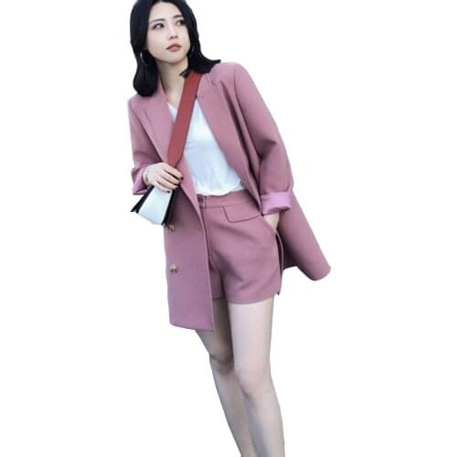 2018spring/autumn/summer womens new fashion OL temperament suit jacket+shorts 2pieces sets high quality/two piece set TB1882