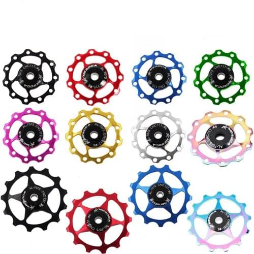 2 Pcs MEROCA Mountain Bike Iamok Road Bicycle 11T 13T Aluminum Jockey Wheel Rear Derailleur Pulley Steel Bearing Guide
