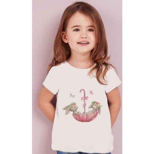 2021 Girls Clothes Fashion Plants Flowers Rabbit Elephant Cartoon Anime Girl T-shirts Boy T-shirt Short Sleeve Baby Boys T Shirt