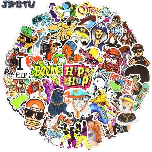 50 PCS Hip Hop Stickers Graffiti Pop Culture Rock Cool Sticker Pack Rap DJ DIY Skateboard Laptop Luggage Guitar Car Vinyl Decals