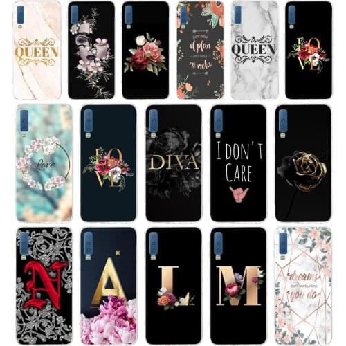 104AA Letter Flowers gift Soft Silicone Tpu Cover phone Case for Samsung Galaxy A6 Plus 2018 A7 2018 A9 star Lite Case