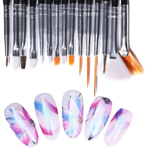 1 Set Acrylic UV Gel Nail Brush Kit Pink White Dotting Painting Pen Nail Art Design Tools French Nail Art Liner Brush Set