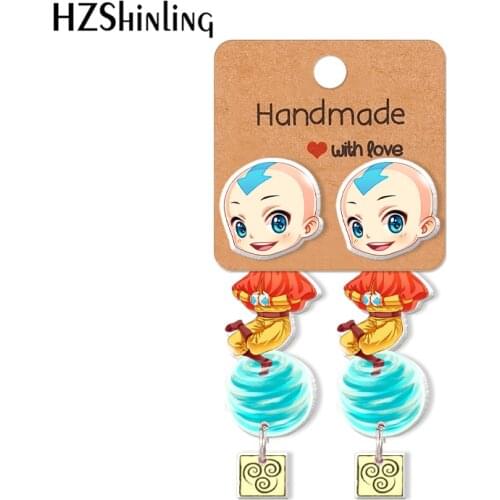 Avatar The Last Airbender Cartoon supernatural Castiel Dean Pattern Acrylic Stud Earrings Resin Epoxy Ear Jewelry
