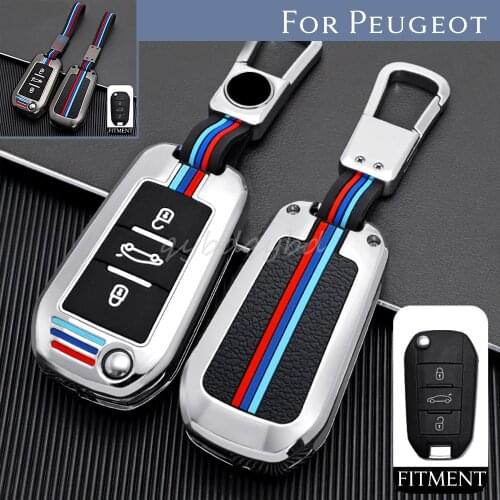 Zinc Alloy Remote Start Fold Car Key Fob Case Cover Keychain Auto Accessories Shell For Citroen C3 C4 C5 Peugeot 308 508 3008