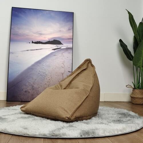 Lazy Sofa Cover with Bright Color Linen Fabric Unfilled Bean Bag Recliner Puff Furniture Accessory