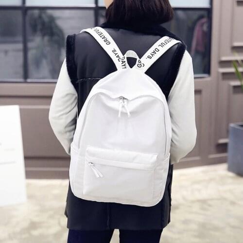 Kpop Black White Backpack Bag Letter Ribbon EXO Korea Girls Boys Bagpack Teen College Student Schoolbag Large Travle Bag Daypack