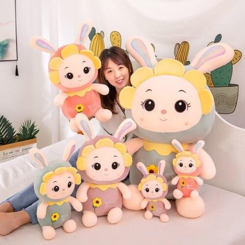Stuffed Plush Rabbit Toys Pillow Kawaii Sleeping Pillow Cute Bunny Doll Plush Toy Children Birthday Christmas Present