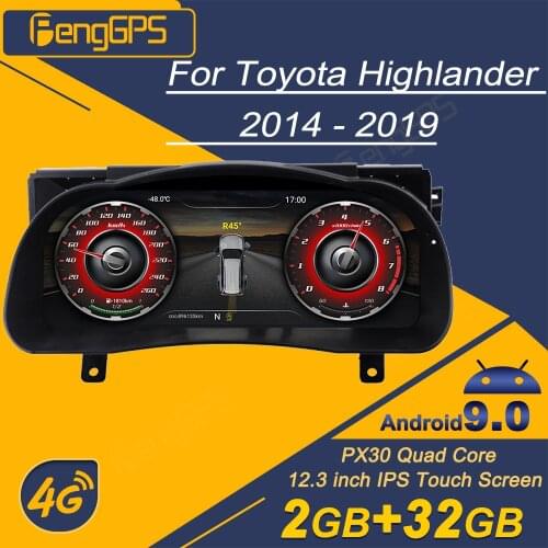 Digital Dashboard Panel For Toyota Highlander 2014-2019 Virtual Instrument Cluster Cockpit LCD Speedometer Multimedia Unit GPS