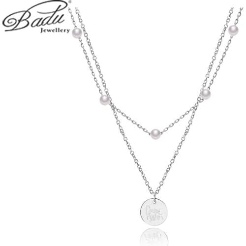 Badu Double Necklace Pearl Necklace Spray Paint Hypoallergenic Safety Memorial Jewelry Banquet Classic Accessories Girl Gift