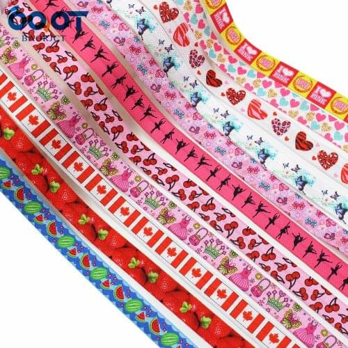 E-20421-621,10yards 5/8'' cartoon Ribbon Elastic Foldover Elastics Stretch Hair Ties Headbands for Baby Girls Hair Bow