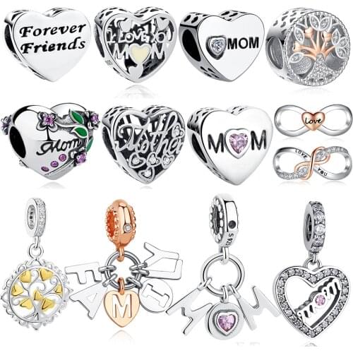 ELESHE 100% 925 Sterling Silver Beads Boy & Girl Sister Friend Family Infinity Love Dangle Charm Fit Original Bracelet Jewelry