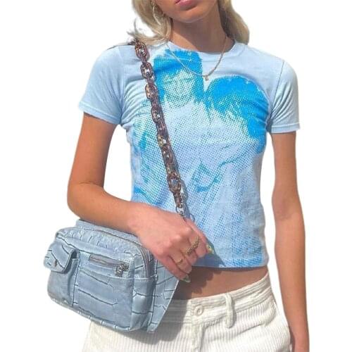 Stylish Women Summer T shirts Tops Adults Sexy Figure Print Short Sleeve Round Neck T-shirts Streetwear Casual Tees