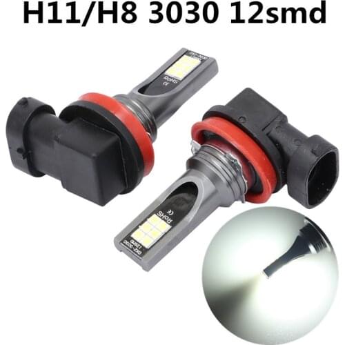 H11 H8 12SMD 3030 Chips LED Fog Light Car Headlight 1PCS Anti Fog Lamp 6000K white Fog Lights For Most Automotive Systems