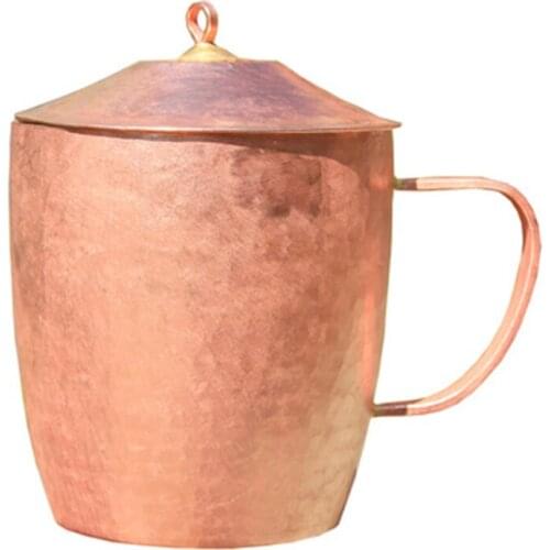 Classic Pure Copper Cup Teacup Mug Handmade Thick Solid Polished High-quality Handcrafted Red Copper Mugs Cup With Lid 650ml