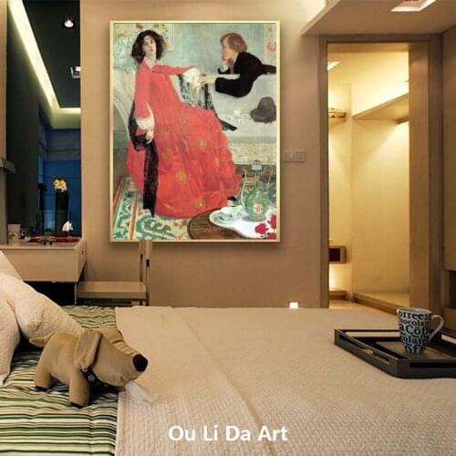 Classical court figures red dress women and man oil painting canvas printings printed on canvas wall art decoration picture