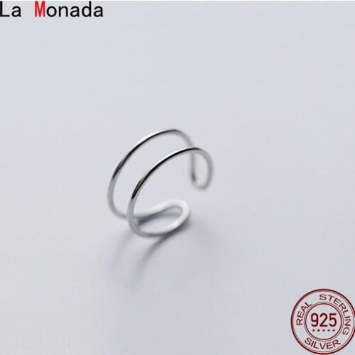 La Monada Minimalist Double Layer Silver Ring 925 Korean Adjustable Rings For Women Silver 925 Sterling Jewelry Rings For Girls