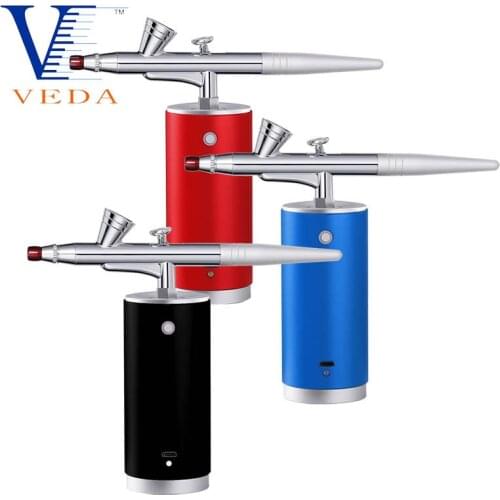 VEDA Cordless Airbrush Kit USB Portable Handheld Electric Holding Makeup Airbrush Sets for Tattoo/Cake/Model Painting/Manicure