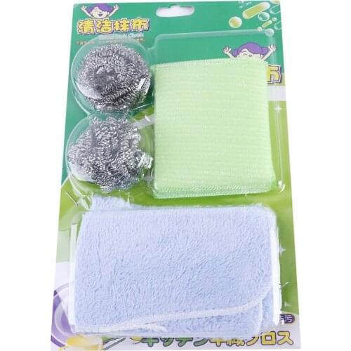 3Pcs Set Stainless Steel Sponge Magical Scrub Bowl Brush Pot Ball Pot Ball Combination Wire Ball Brush Dish Cleaning Tools