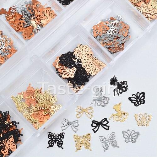 Mixed design Nail Art Metal 3D Nail Decorations Gold silver black Slice Alloy Sequin Nail Jewelry Decoration For nails #7