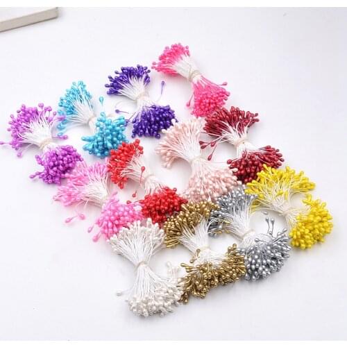 150pcs mini Artificial Flowers Double Heads Stamen wedding decoration DIY wreath Scrapbooking for needlework Craft fake flowers