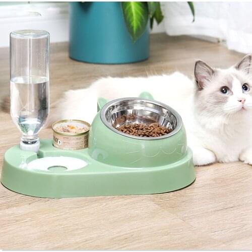 Cat Bowl Pet Automatic Drinking Water Bottle Dogs Cats Feeder Bowls Food Container Not Wet Mouth Hair Waterer Bowl Pet Supplies
