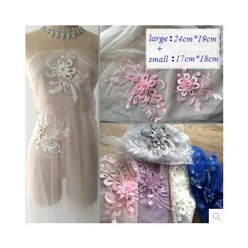 Multilayer Colored Stereo Embroidery Lace Fabrics Bright Diamond Cloth Dresses Wedding Dresses Costumes Handmade Materials