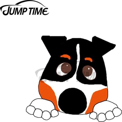 Jump Time 13 x 10.3cm For Bernese Mountain Dog Peeking Rust Car Sticker Bumper Window Decal Suitable for All Types of Vehicles