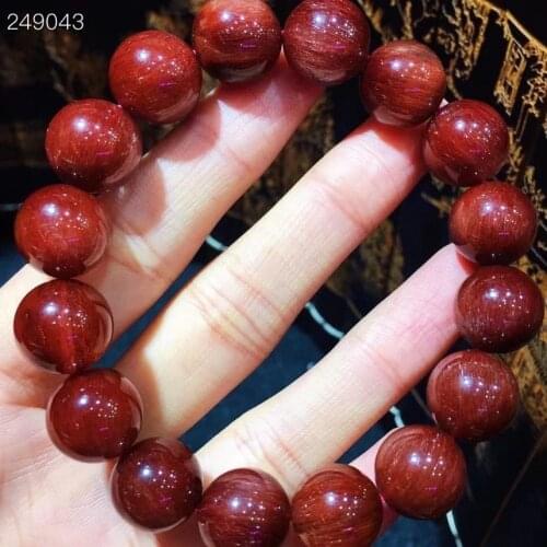 Genuine Natural Red Rutilated Quartz 13mm Clear Round Beads Bracelet For Women Men Fashion Wealthy Stone Genuine AAAAAA