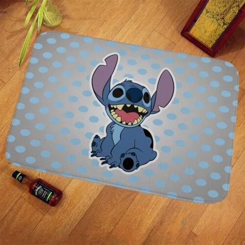 Multiple Sizes Disney Stitch Door Mats Coral Velvet Carpet Entrance Indoor Floor Mat Non-slip Doormat Rug