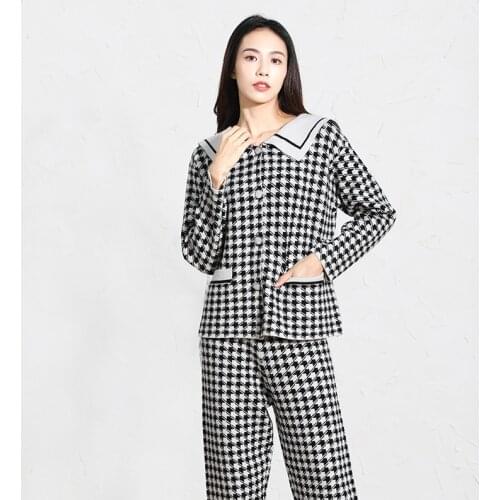 Latest Womens Pajamas Set Sleepwear Home Clothes Sweater Thick Nightwear Wick Yarn Loose Knitted Autumn And Winter Cardigan