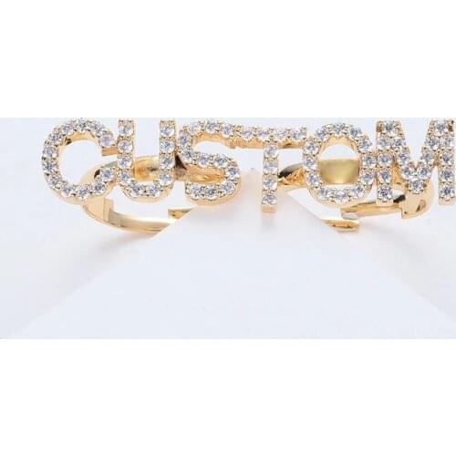 2021 New Custom Letters Rings Initial A - Z Alphabet Letter Adjustable Rings Full Zircon Open Ring Lovely for Women Jewelry