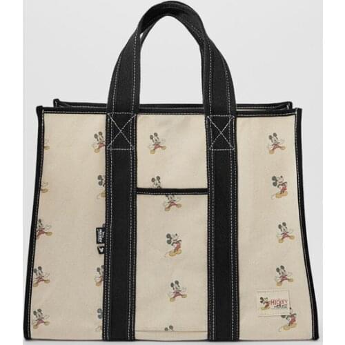 2021 New Mickey Mouse Printed Tote Bag Large Capacity Shopping Bag Fashionable Shoulder Bag Mommy Canvas Bag