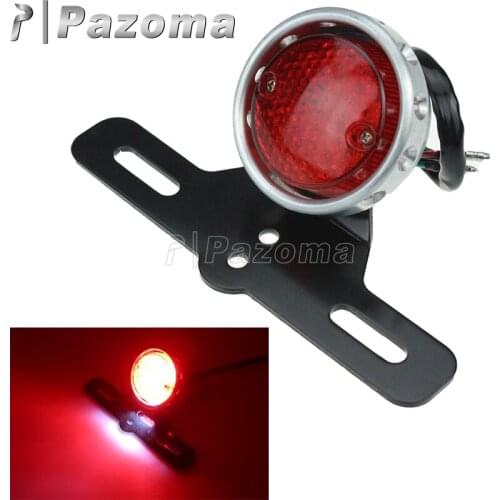 New Motorcycle Vintage Taillight 12V LED Brake Stop Tail Light w/ License Plate Bracket For Harley Triumph XS650 Bobber Chopper