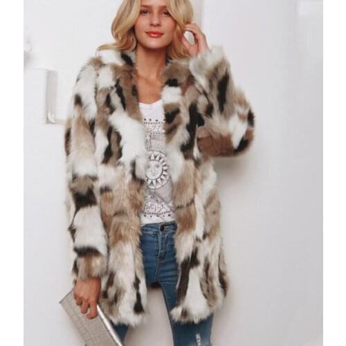 Autumn faux mink leather jacket womens Suit collar Color mixing warm fur leather coat women slim jackets jaqueta de couro