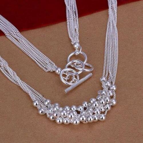 925 jewelry silver plated Necklace, silver Necklace Pendant Smooth Ball Necklace N002 /XYICFELY YJQCYHCC