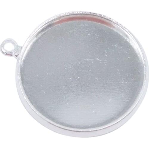 Silver Plated 1000piece 10mm 12mm 14mm 16mm 18mm 20mm 25mm Round Bezel Cabochon Setting Charm Pendant Blanks Pendant Trays PT14