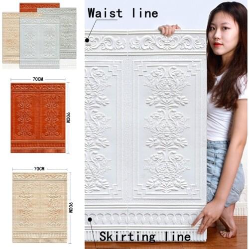 Luxury Self Adhesive Wall Stickers Waterproof Wallpaper Foam Embossed Floral 3D Wall Sticker Living Room Bedroom Home Decor