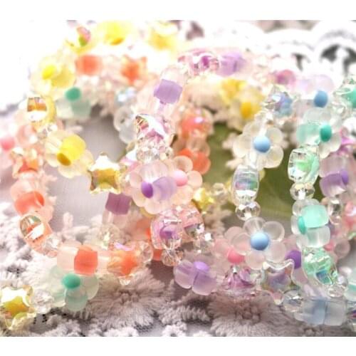 Handmade Lolita Girl Candy Color Flower Star Bracelet Lolita Beads Bracelet Lolita Girl Jewelry B1862
