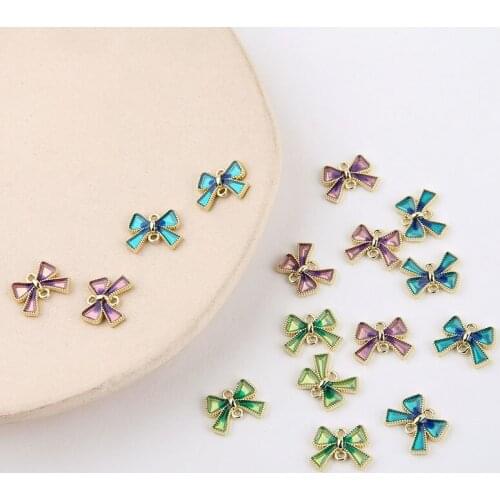 6pcs Butterfly Bow Earrings for Women pearlescent gradient double hanging elegant pendant DIY accessories earrings material