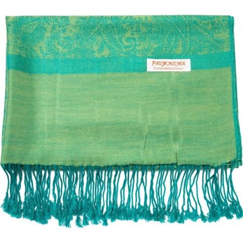 Pashmina Silk Scarf Shawl Women Lady Fashion Stole With Tassel Fringes Paisley Border Pattern Clean Finish Luxury Good Gift