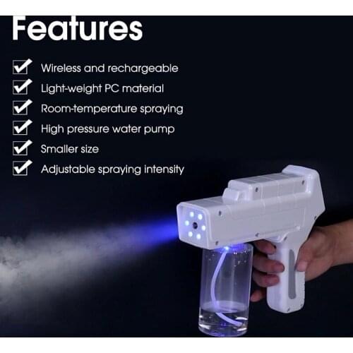 Blue Nano Sprayer Disinfection Gun Charging Wireless Electric Atomization Home Office Car Disinfection