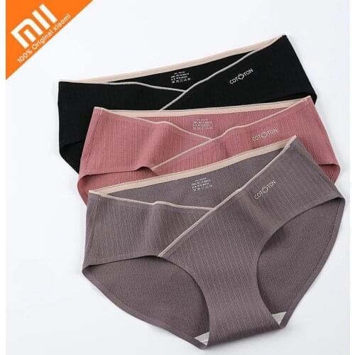 Xiaomi 3pcs Women Cotton Underwear Mulberry Silk Seamless Panties Women Low Waist Breathable Briefs Large Size M-4XL Underpants
