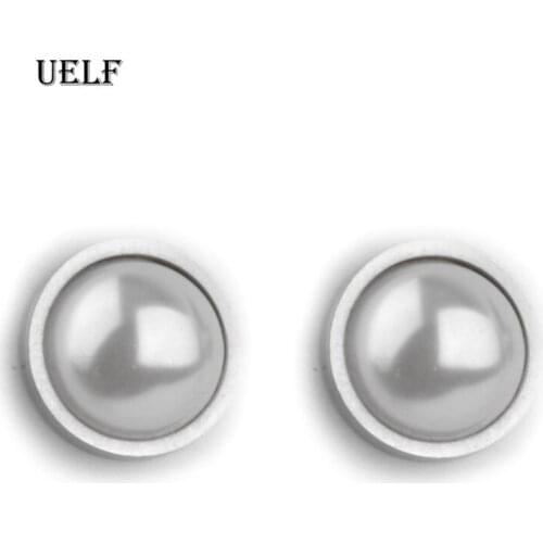 Uelf Trendy Round Pendant Stud Earrings For Women Fashion Pearl Charm Statement Jewelry Wedding Earrings Female 2019