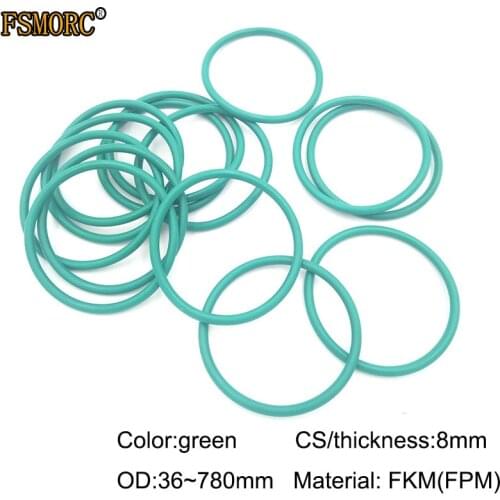 OD36~780mm*8mm thickness/CS FKM o ring seal dichtung green Gasket of motorcycle part FPM o-ring