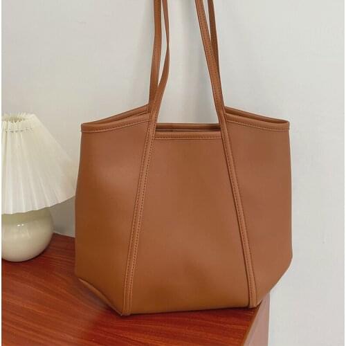 Vintage Designer Womens Bag Luxury Soft Leather Shoulder Bags Female Pure Color Casual Handbags Elegant Wild Style Tote Bag Sac