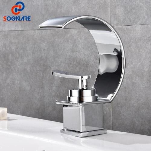 Waterfall Bathroom Basin Faucet Wash Basin Mixer Tap Hot And Cold Chrome Finish Brass Toilet Sink Water Crane Torneira De Parede