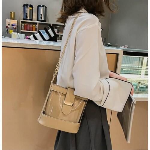 Women Transparent Handbag Shoulder Bag Clear Jelly Purse Clutch PVC Crossbody Messenger Bags Leather Handbag Crossbody Bags