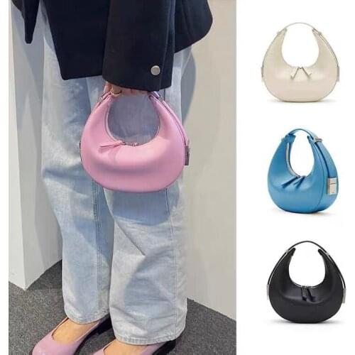 2021 Female Bag New Korean Niche Half-moon Bag Underarm Bag Cowhide Shoulder Bag Female Leather Handbag