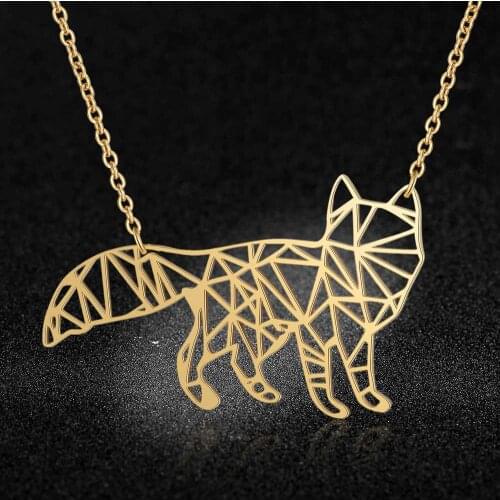 100% Stainless Steel Animal Hollow Fox Fashion Necklace for Women Female Trendy Jewelry Unique Design Pendant Necklaces